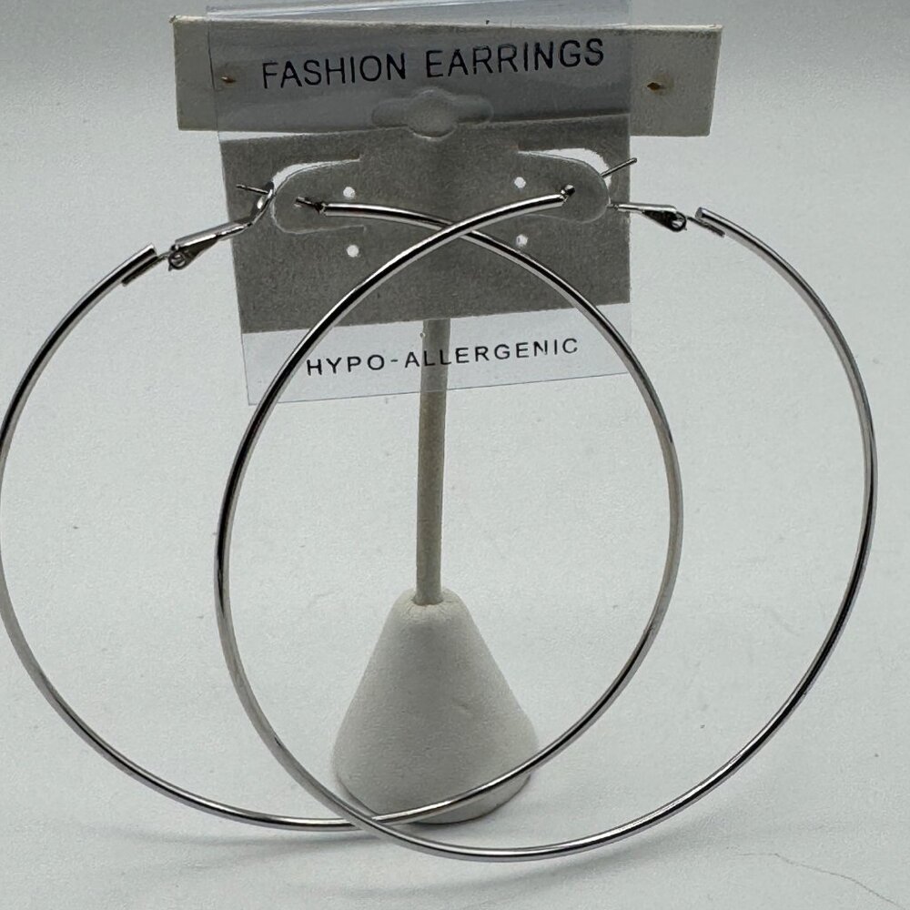 Extra Large Silver Hypoallergenic Hoop Earrings For Women